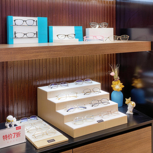 眼镜店阶梯展示架皮质珠宝钟表光学镜太阳镜橱窗高柜陈列展示道具