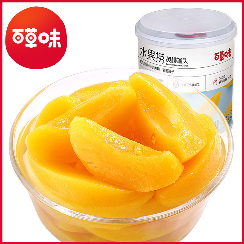 百草味水果捞黄桃罐头312g/红枣银耳羹312g(新红版)/箱规24罐