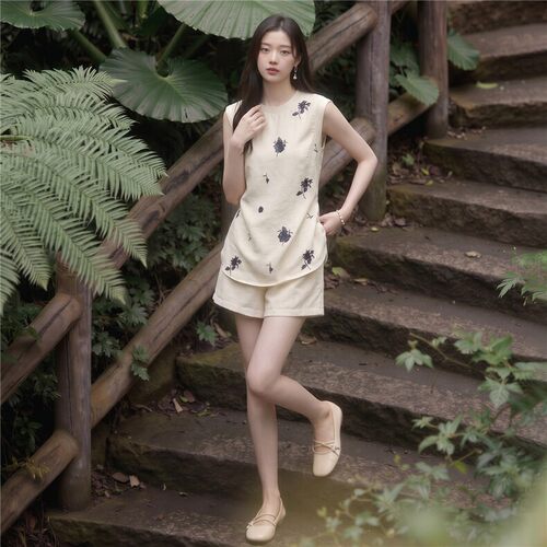 2026慵懒碎花两件套女夏季流行风无袖上衣短裤减龄高级套装洋气美