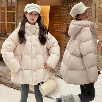 休闲风云朵泡芙羽绒服中长款