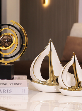 现代轻奢客厅摆件家居饰品电视酒柜书房办公室装饰工艺品一帆风顺