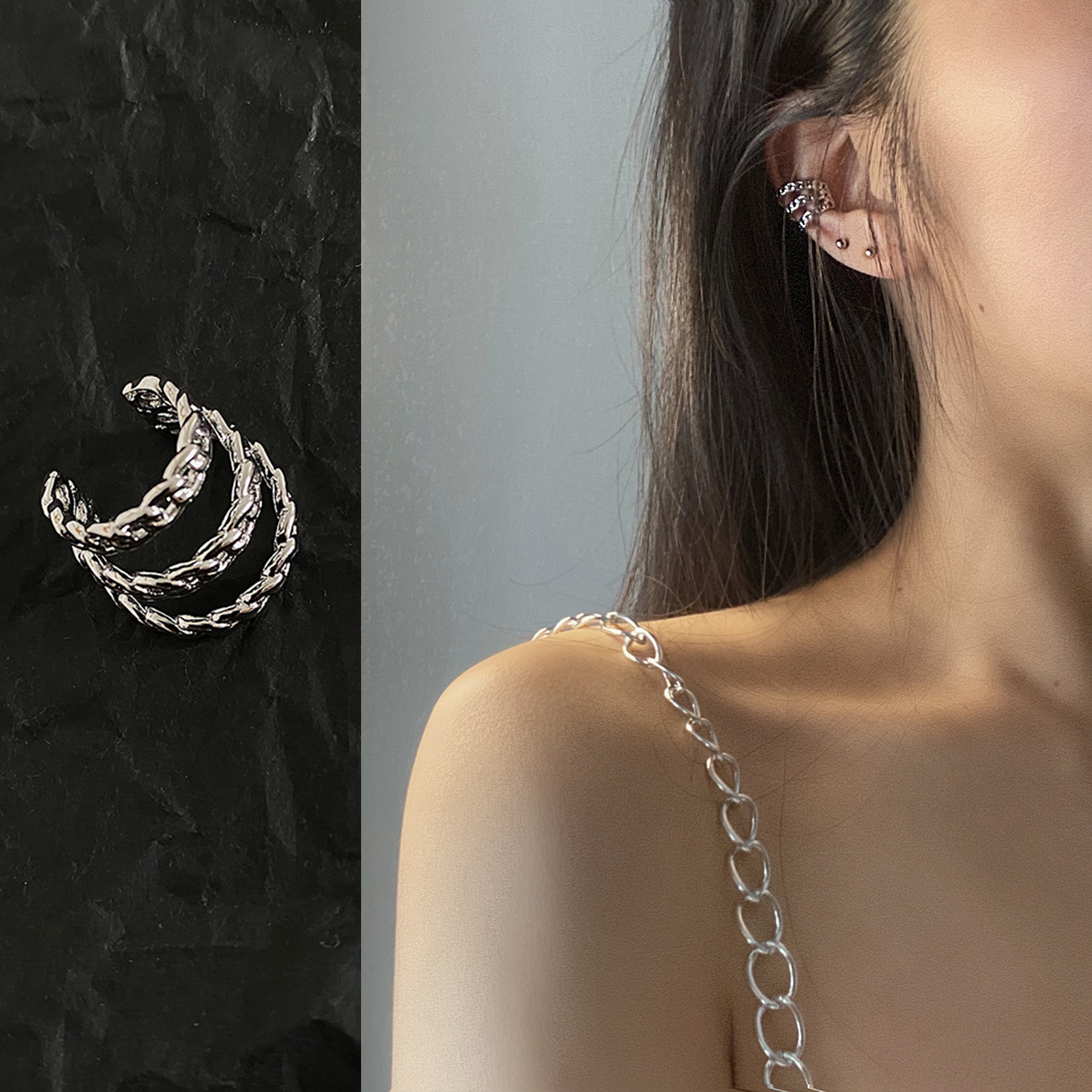 LINZ STUDIO/自制个性耳骨夹 ins男女简约风无痛无耳洞耳骨耳环