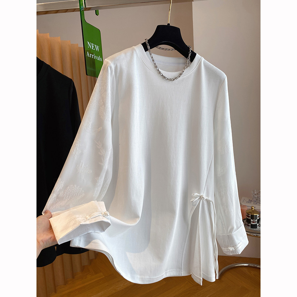 特大码300斤新中式开叉长袖t恤女春秋国风宽松内搭打底衫胖mm,女装/女士精品,大码内搭,淘宝优惠券,粉丝福利购,淘宝优惠卷