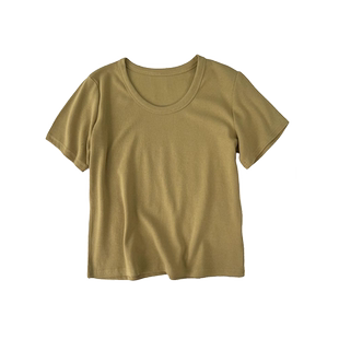 特大码胖mm300斤水滴U领正肩短袖t恤女夏季宽松显瘦百搭洋气上衣