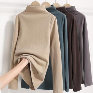 女秋冬保暖长袖 德绒半高领打底衫 t恤内搭上衣服 300斤特大码 胖mm2