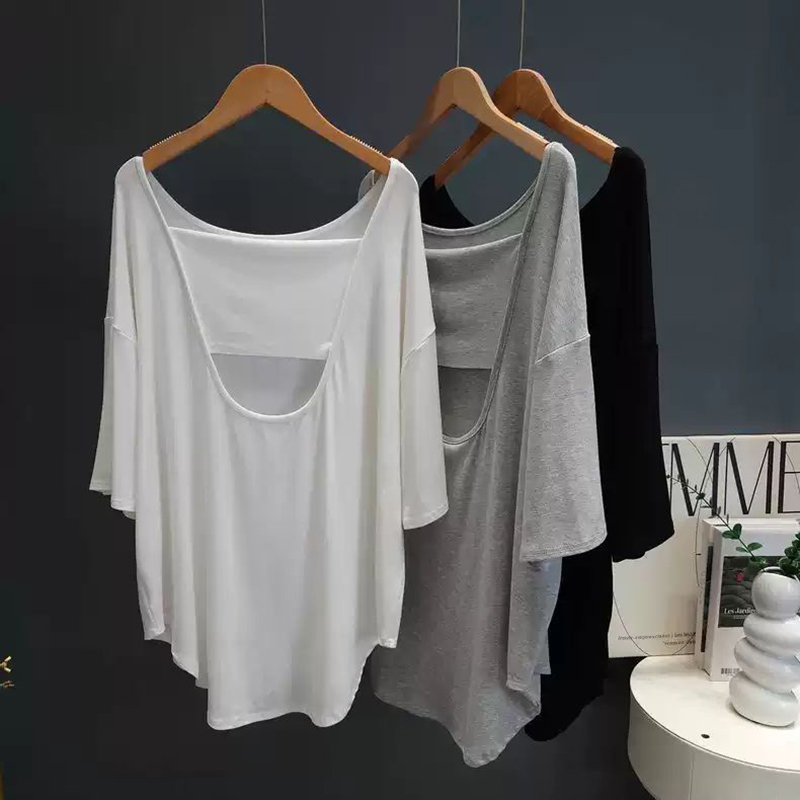 300斤后背镂空短袖t恤女夏季