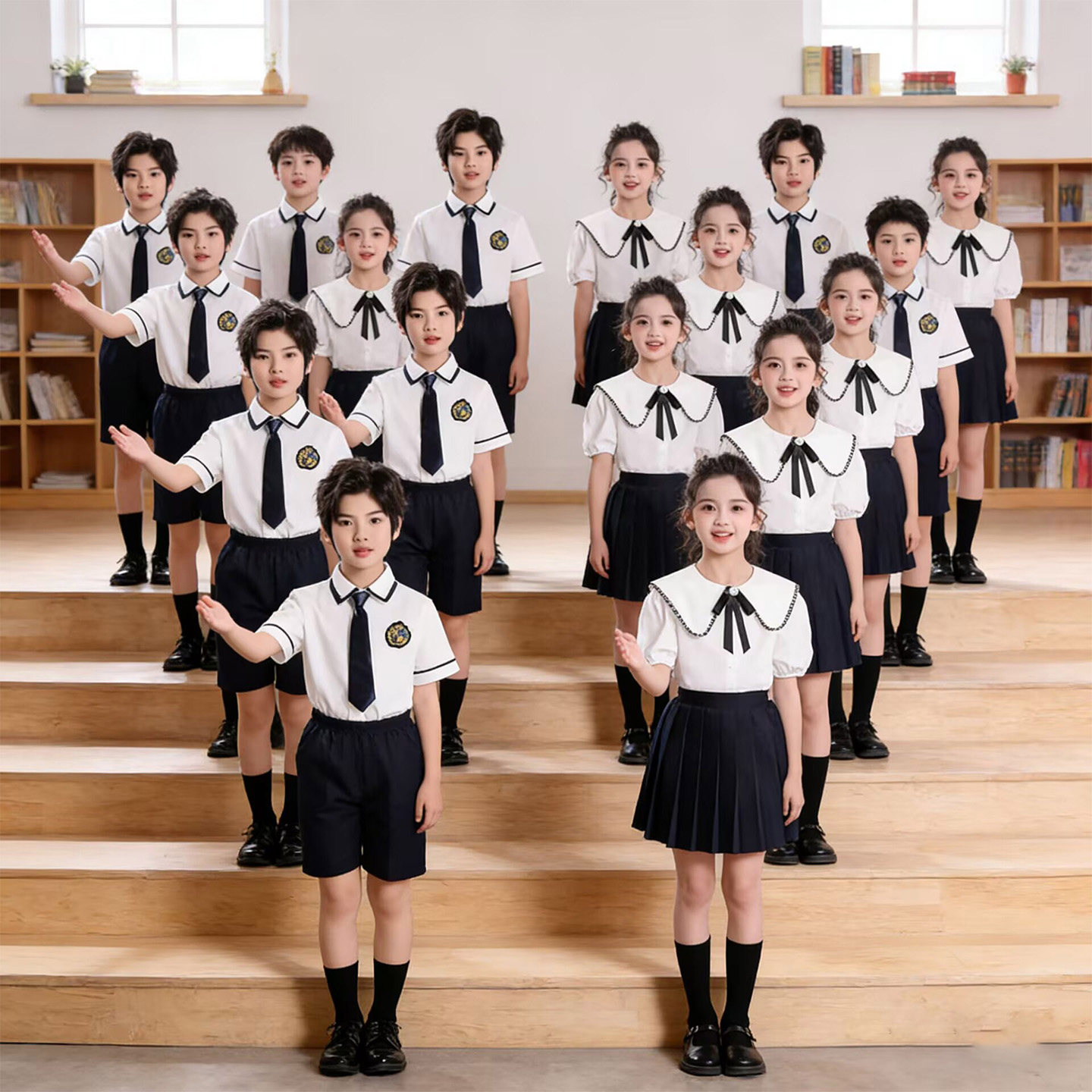 六一儿童表演服小学生合唱演出服幼儿园班服夏季朗诵比赛合唱服装