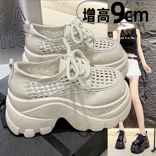 厚底镂空编织小皮鞋女夏季