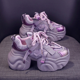 配阔腿裤的鞋子厚底增高女鞋2025新款今年流行爆款老爹鞋透气休闲