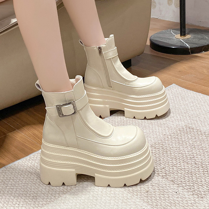 爆款松糕厚底马丁靴女冬季皮靴英伦风短靴2025新款时尚高跟瘦瘦靴,女鞋,马丁靴,淘宝优惠券,粉丝福利购,淘宝优惠卷