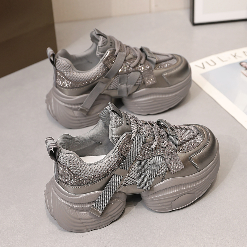 厚底真皮老爹鞋女2025春夏新款