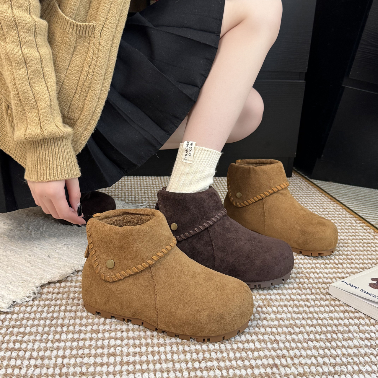 冬季保暖加厚雪地勃肯短靴