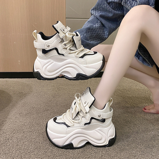 8cm增高松糕鞋 加绒厚底小个子女鞋 女超火2025秋冬新款 网红老爹鞋