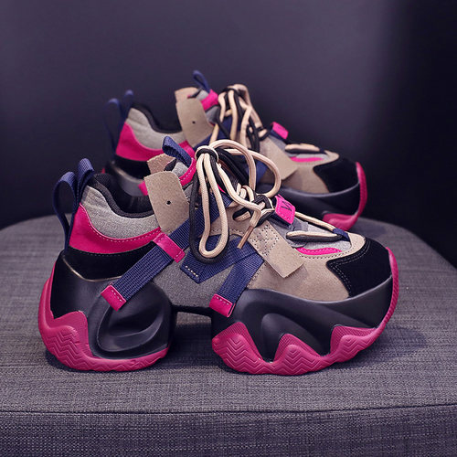 爆款真皮厚底增高休闲运动女鞋