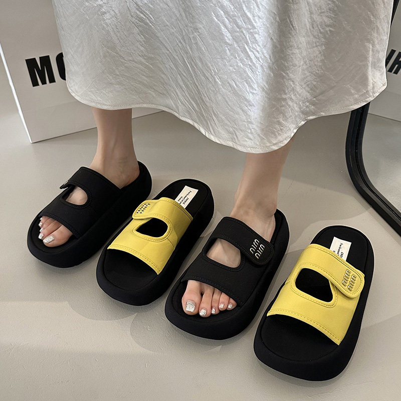 网红爆款高级感增高厚底拖鞋女2025新款夏季外穿魔术贴百搭凉拖潮,女鞋,一字拖,淘宝优惠券,粉丝福利购,淘宝优惠卷