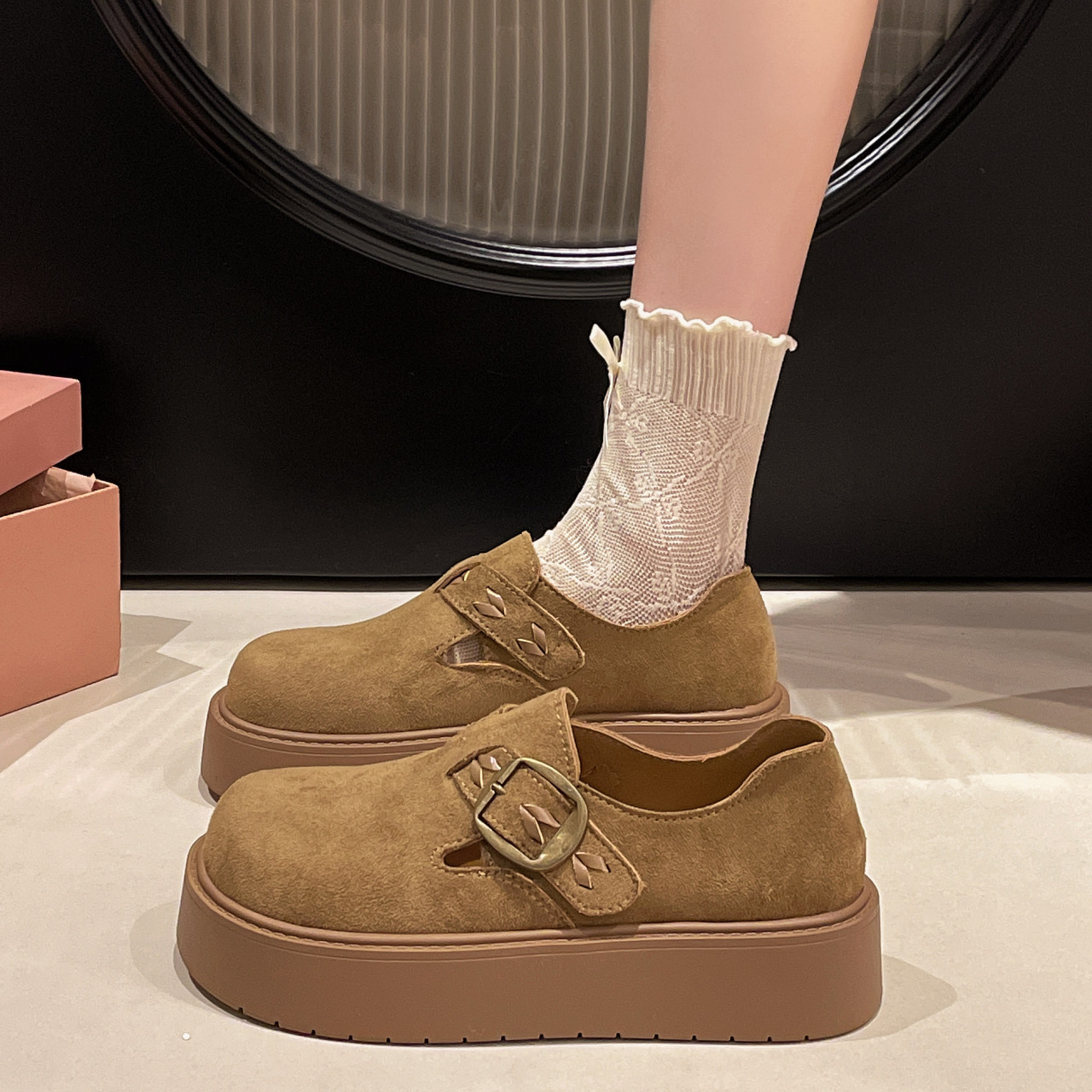 松糕厚底全包勃肯鞋女2026新款春季一脚蹬懒人鞋复古博肯乐福单鞋,女鞋,勃肯鞋/软木鞋,淘宝优惠券,粉丝福利购,淘宝优惠卷