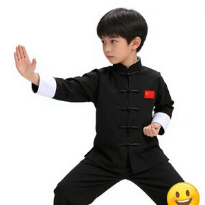 中国风儿童唐装男童武术服装夏季盘扣太极练功服青少年舞蹈训练服