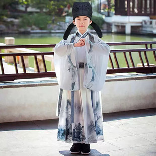 幼儿童古装汉服男童唐朝诗人李白古诗词朗诵传统国学书法演出服装