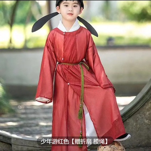 唐朝诗人李白杜甫高适孟浩然古装 儿童汉服书生汉服国学服诗词朗诵