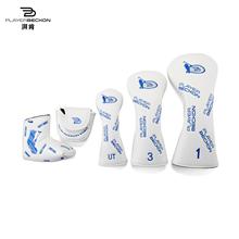 PlayerBeckon高尔夫杆套白色字母印花刺绣一号木推杆牛角杆帽套