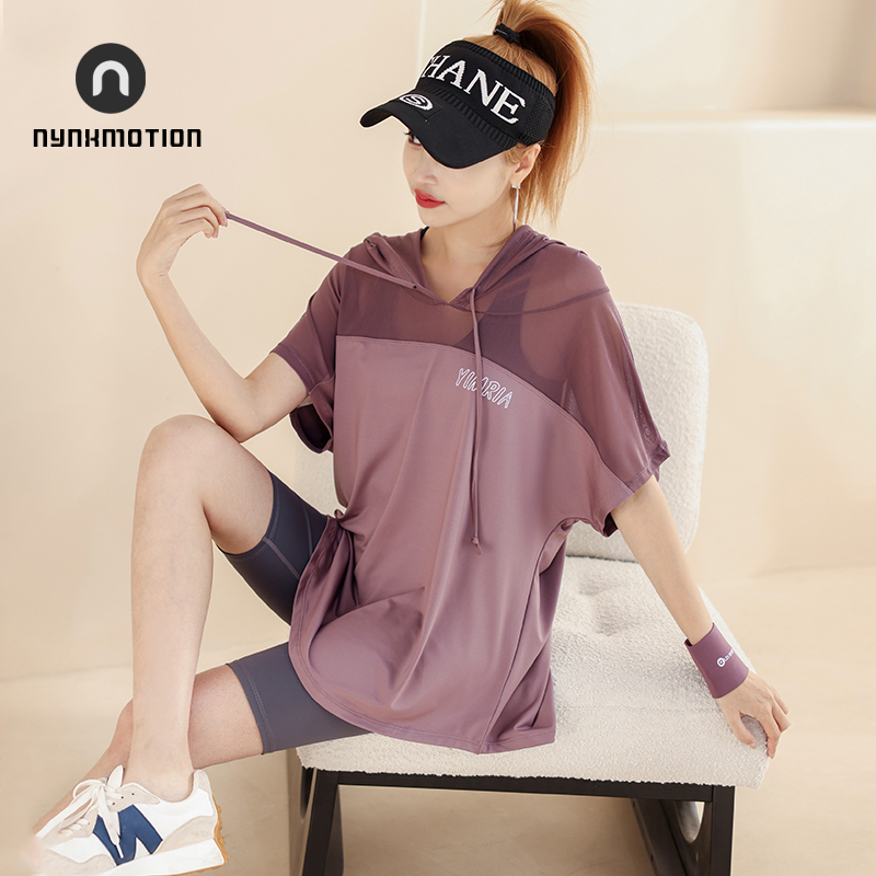 夏季网纱拼接短袖女大码运动T恤