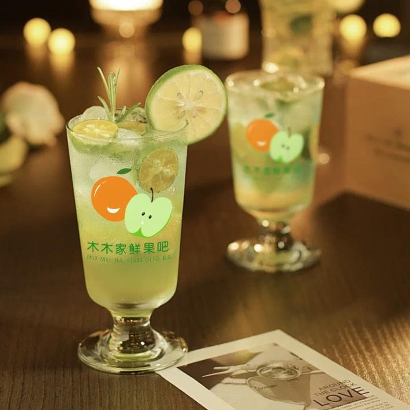 玻璃杯定制logo印图案水杯印字甜品矮短脚杯厚耐热可爱网红慕斯杯图片