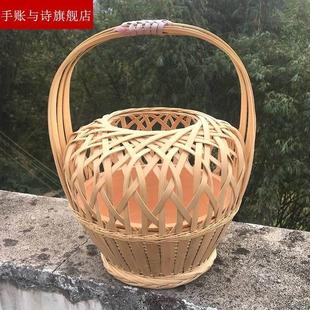 火笼竹编取暖怀炉手提火笼取暖器无烟暖手提篮手工新居结婚用品