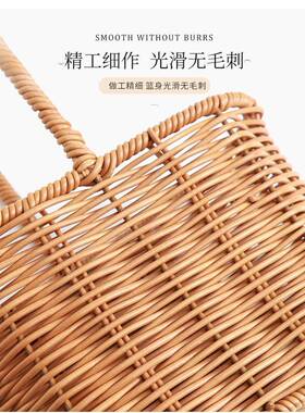 编织花篮开业花束藤编竹编田园风插花篮手提鲜花装饰花艺防水篮子