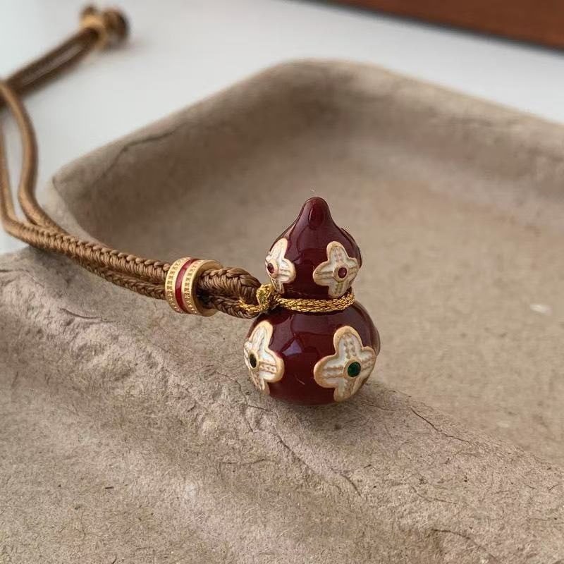 国朝彩色珐琅多巴胺滴油国风葫芦项链轻奢小众时尚高级感毛衣链女