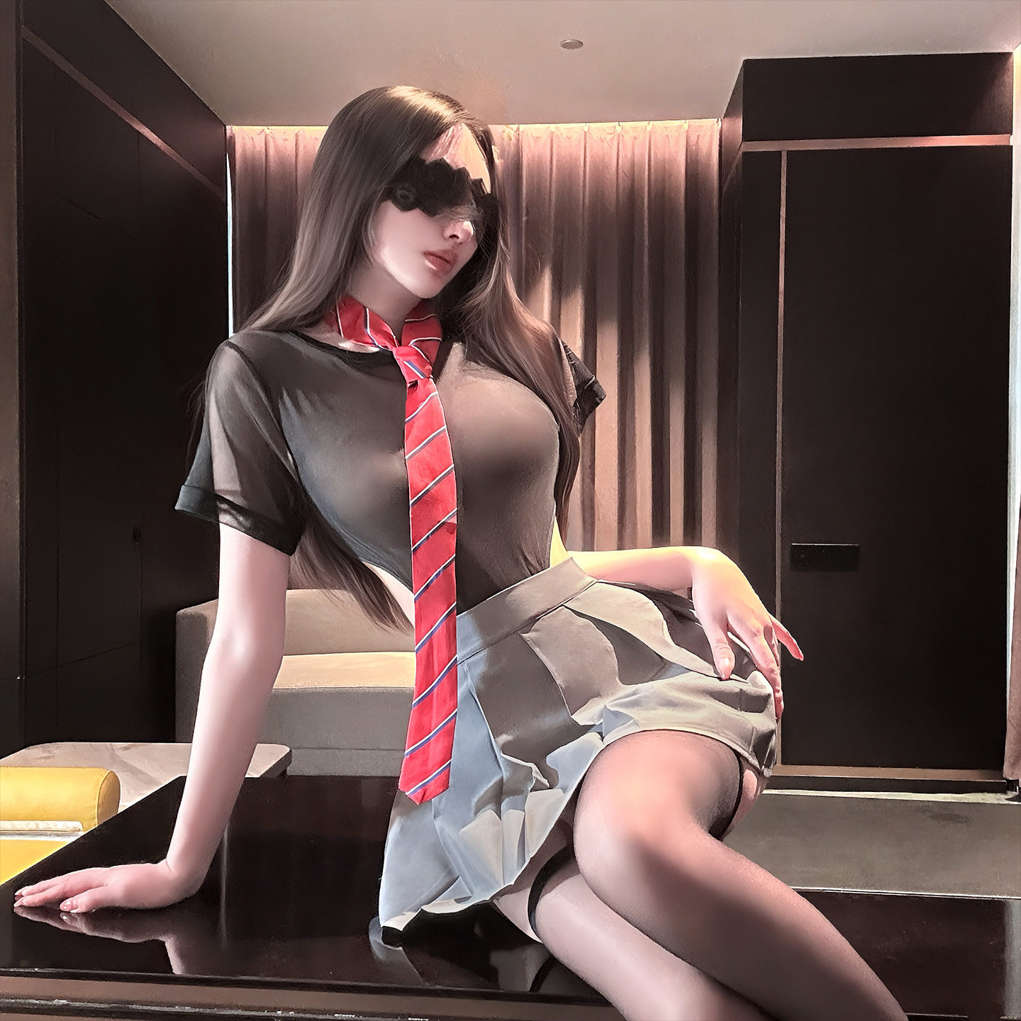 性感学院风JK百褶裙制服连体衣