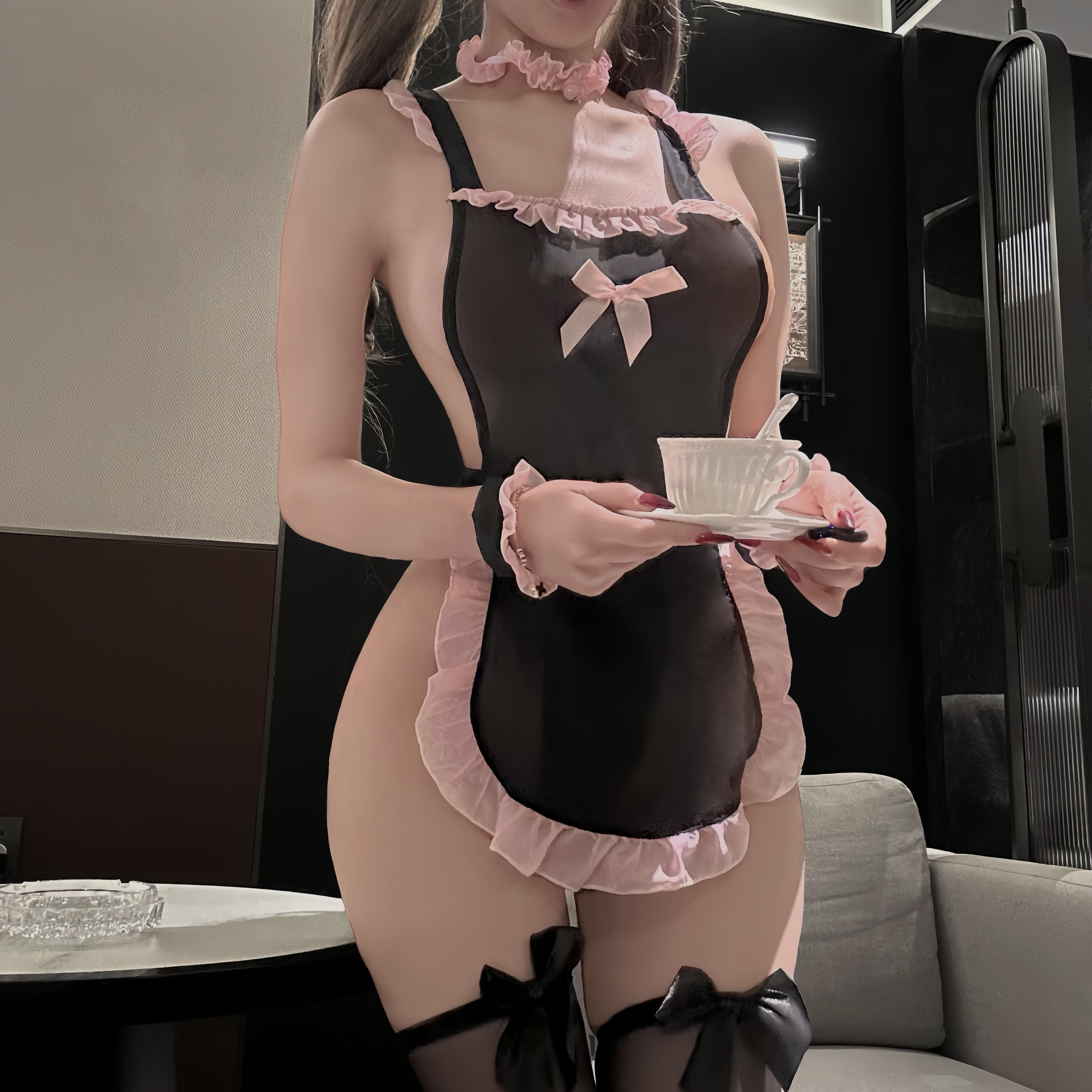 性感女仆装露背蕾丝可爱围裙制服