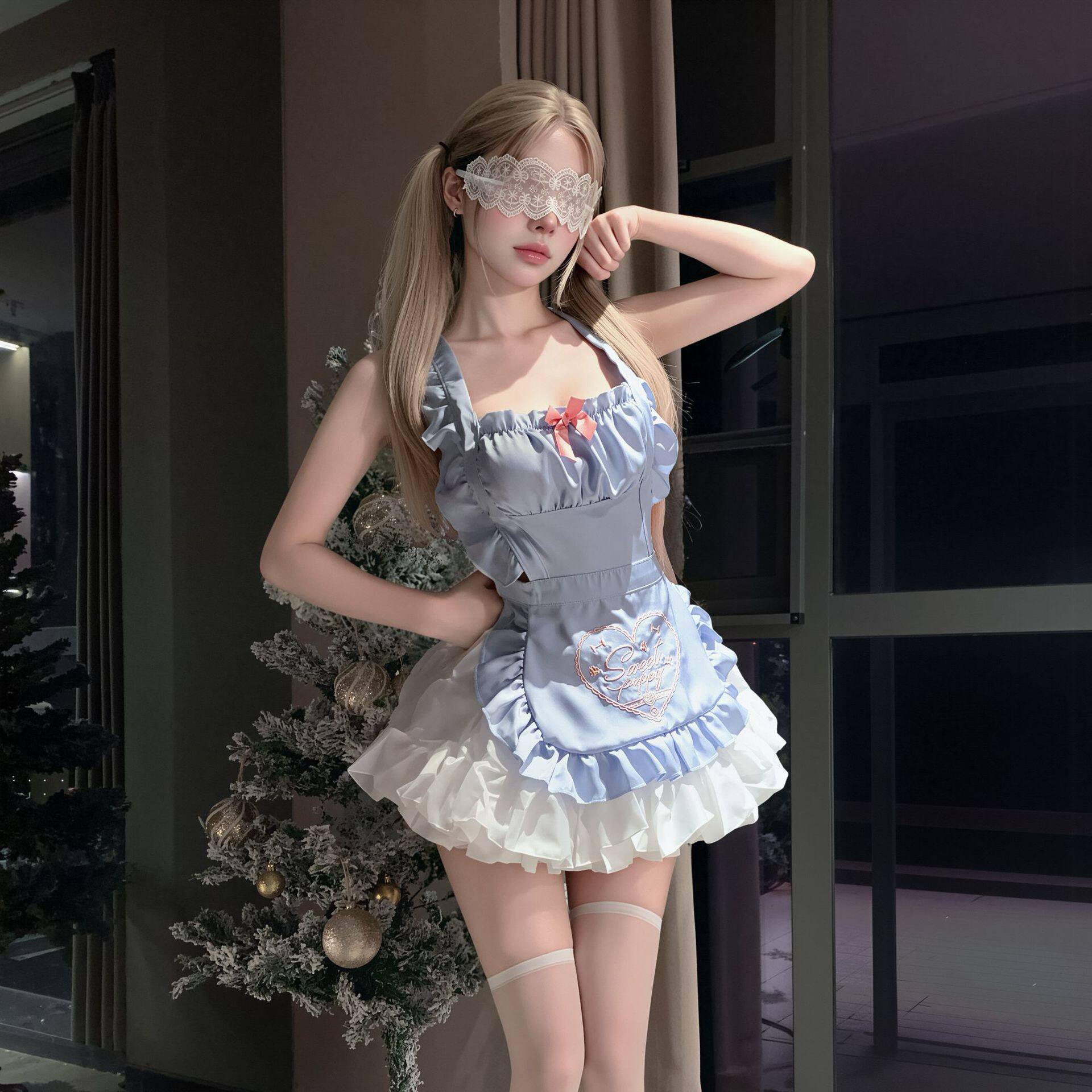 大码性感纯欲刺绣围裙女仆制服