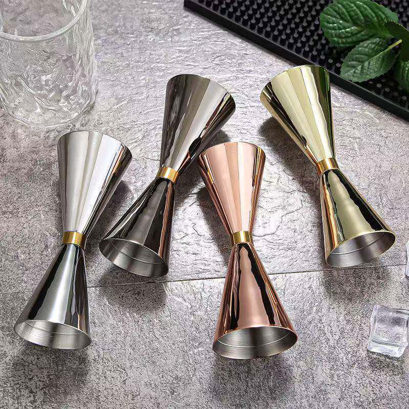 不锈钢304酒器双头量杯盎司酒杯一体成型酒吧内外调酒刻度