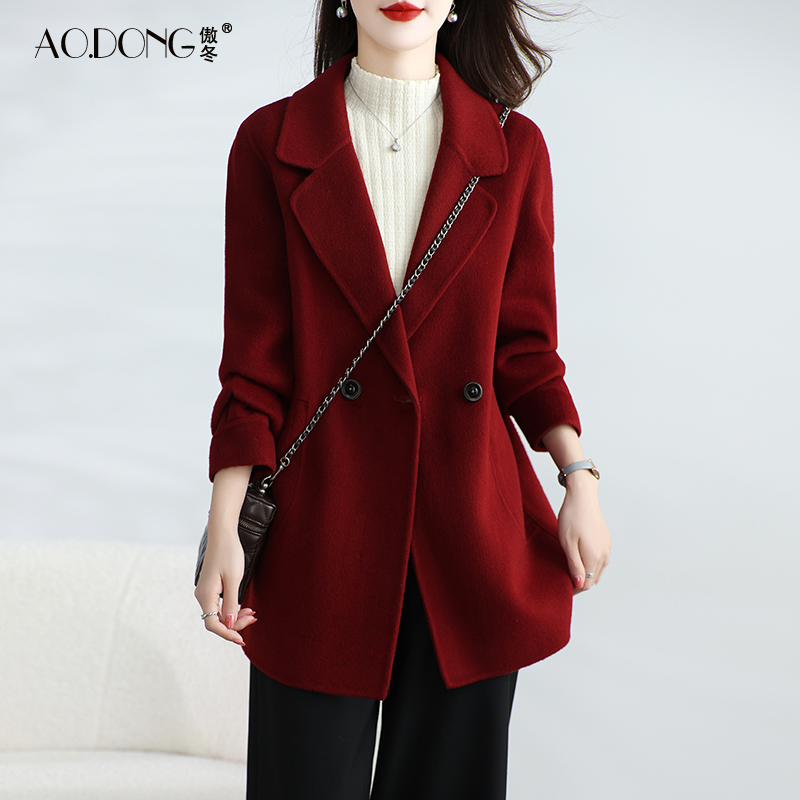 2025新款高端双面绒大衣修身显瘦