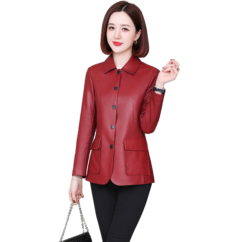 海宁高端绵羊皮真皮皮衣女短款