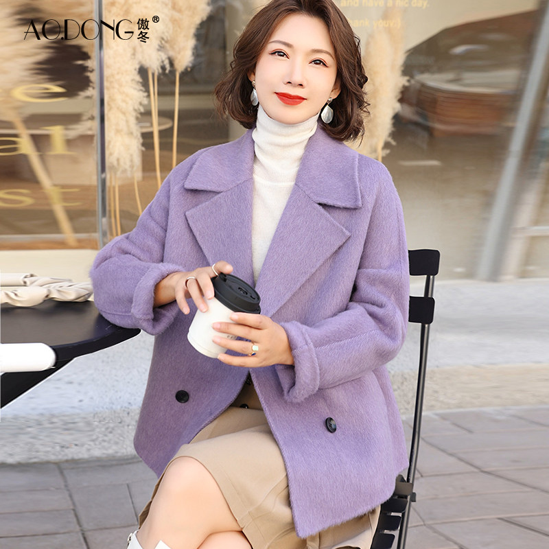 高端双面绒大衣女短款韩版加厚羊毛呢骆驼绒西装领气质外套秋冬,女装/女士精品,毛呢外套,淘宝优惠券,粉丝福利购,淘宝优惠卷