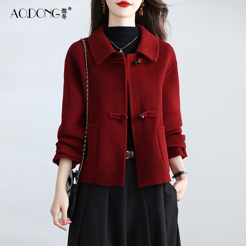 新款高端双面绒大衣短款