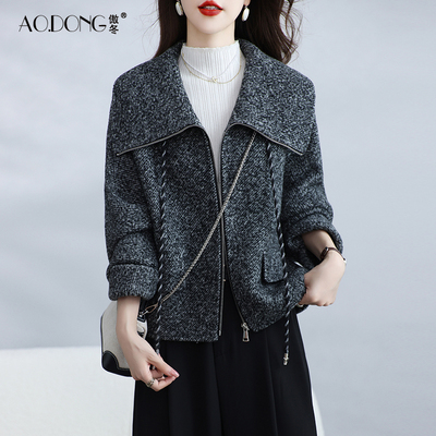 双面绒大衣女短款显瘦小个子