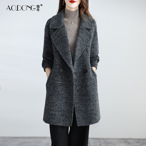 双面绒大衣中长款羊毛呢外套