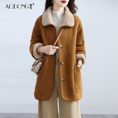 海宁颗粒绒皮草外套中长款