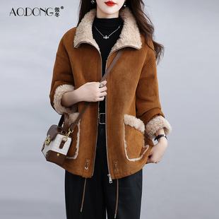 新款海宁两面穿颗粒绒皮草外套女短款夹克加厚保暖羊羔毛大衣冬季