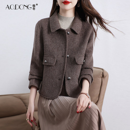 2024新款双面绒大衣女短款