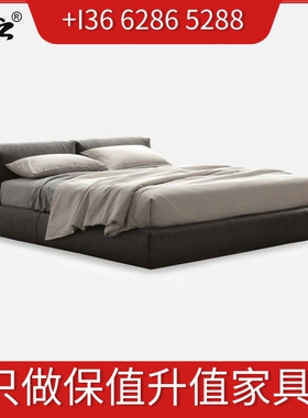 悠云家居具真皮双人大床意式极简设计bolton皮艺床婚床可带床箱