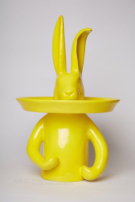 帝傲霓家居 兔子糖果色果盘杂物盘糖果盘动物可爱装饰容器时尚家