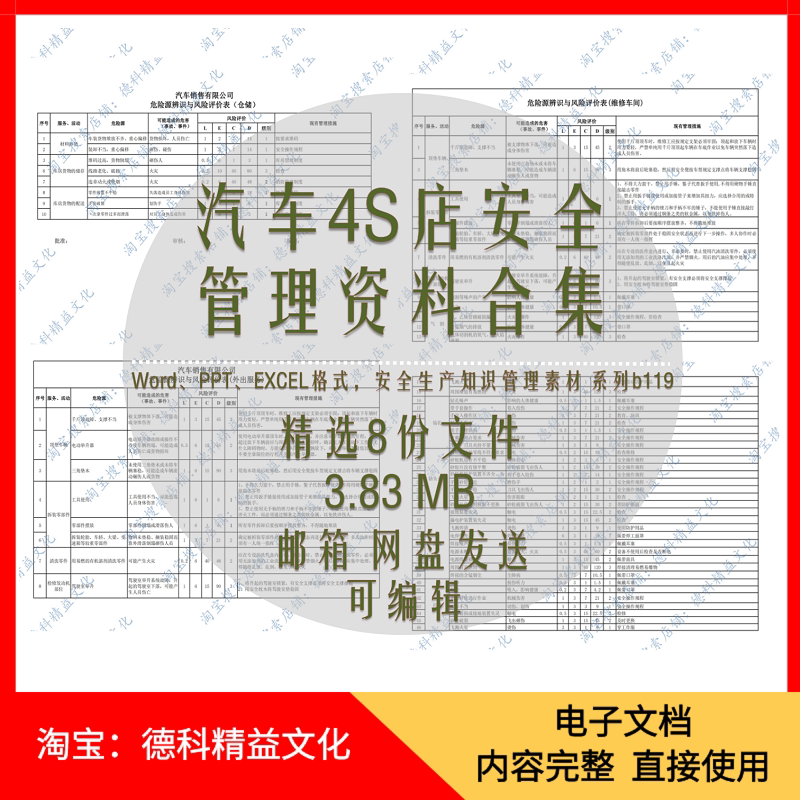 汽车4S店安全生产培训ppt制度台账 危险源辨识与风险评价表 b119