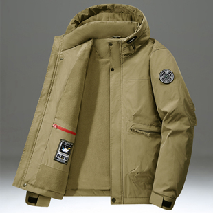 男棉服 秋冬加绒加厚男夹克外套户外休闲连帽保暖工装 2025新款 大码