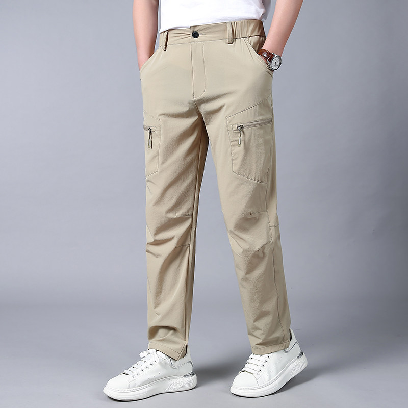 春夏季薄款休闲裤男直筒宽松冰丝速干工装裤户外运动长裤子冲锋裤