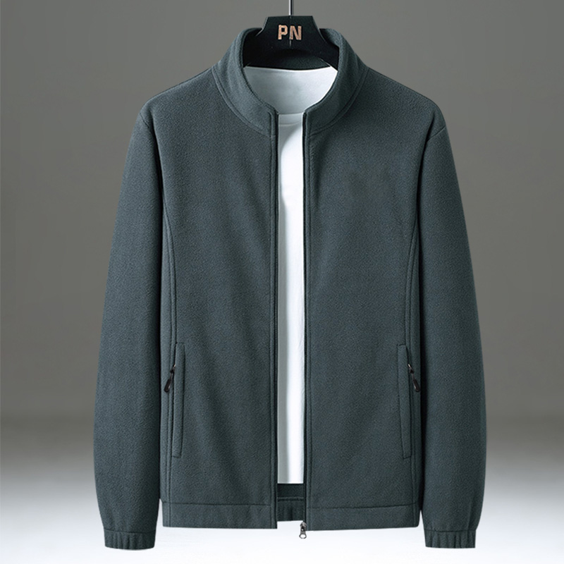 春秋外套款立领开衫男士绒衣加绒