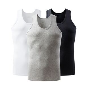 打底汗衫 男士 青年白色韩版 款 纯棉本命年大红背心透气工字运动修身