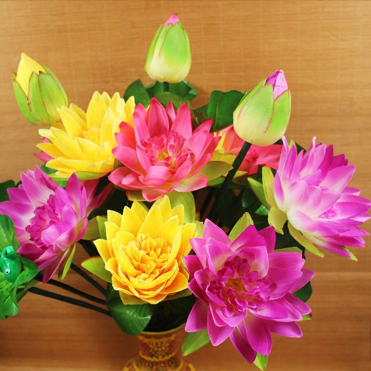 仿真荷花百合花供佛用品莲花 寺庙佛堂装饰荷花假花 塑料莲花包邮